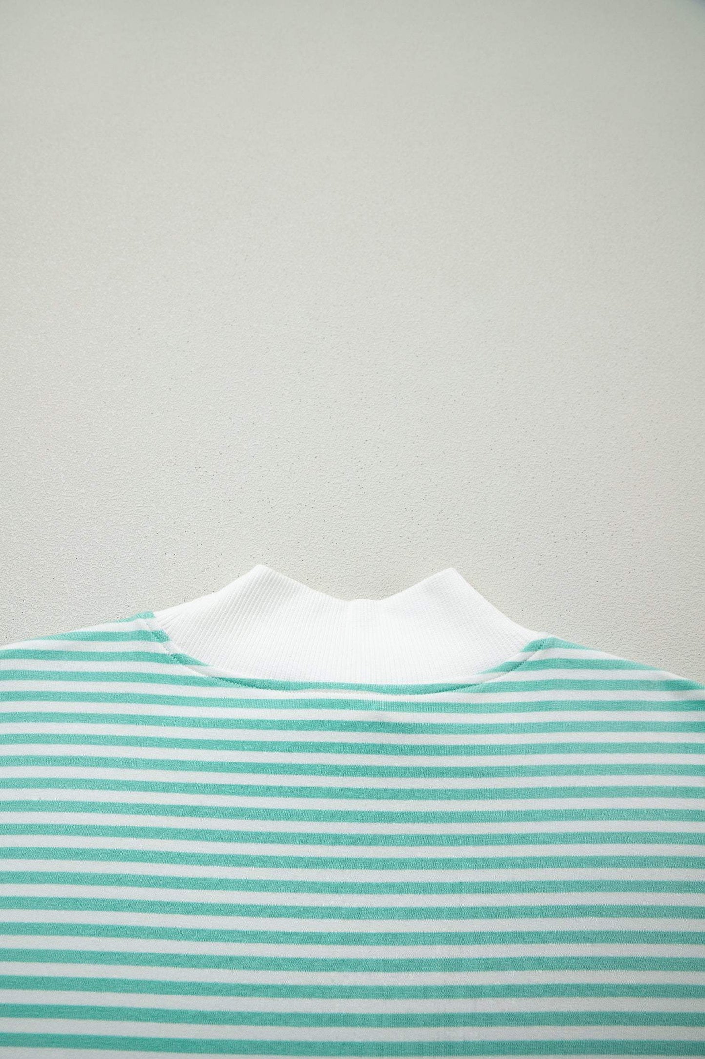 Sky Blue Stripe Oversize Mock Neck Sweatshirt and Shorts Set