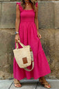 Red Plaid Square Neck Fit-and-flared Vacation Sundress