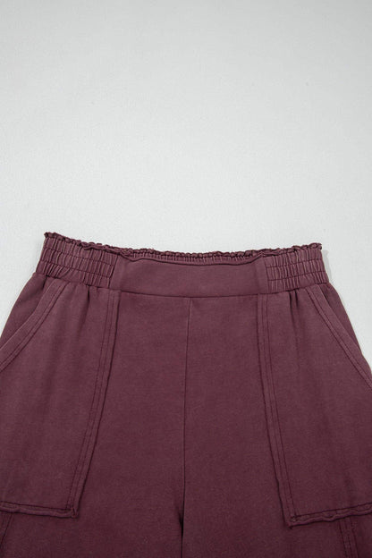 Mineral Red Mineral Wash Cargo Patched Pocket Utility Sweatpants - Sweet Fashion Wholesale