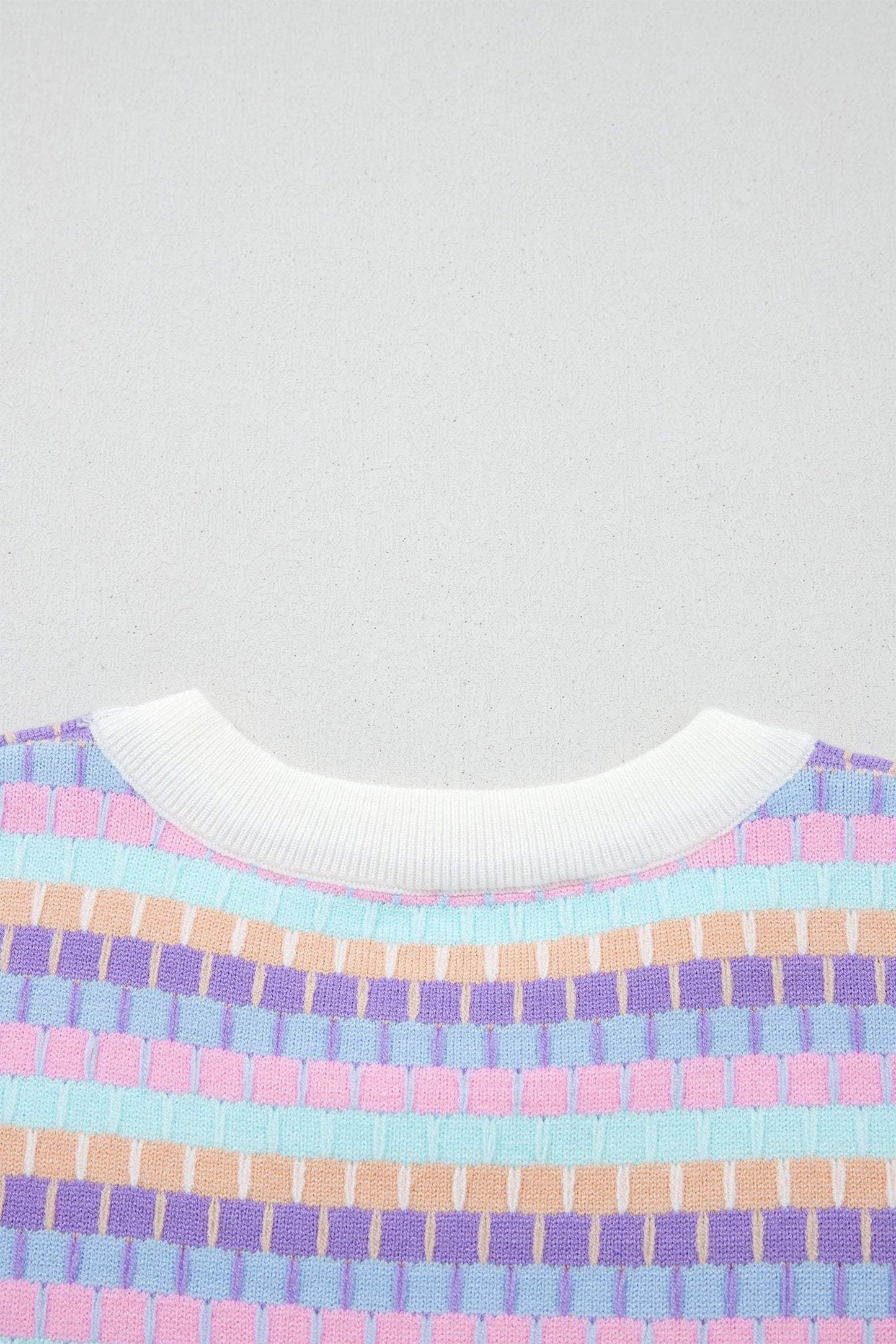 Orange Abstract Striped Knit Short Sleeve Sweater